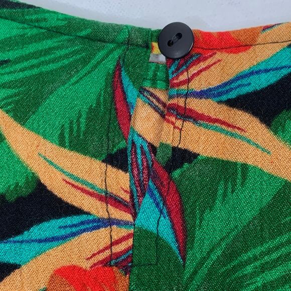 VINTAGE 80s {Sharon Anthony} Tropical Print Gauze Short Sleeve Blouse Top Medium - Picture 4 of 9
